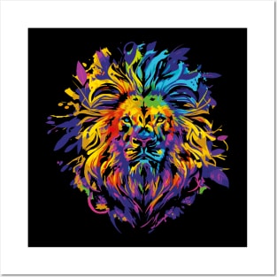 Lion face with colorful design Posters and Art